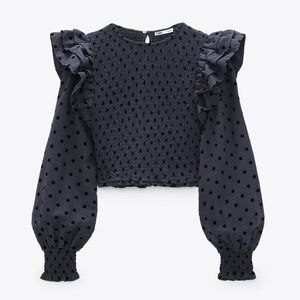 ZARA ELASTICIZED POLKA DOT TOP
